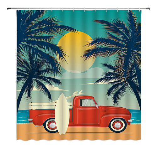 Chui Decor Cortina Ducha Playa Surf Vintage Surf Coche Tela