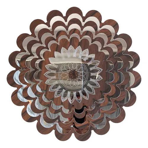 Marco decorativo de madera tipo mandala, 30 cm, 38176, color marrón, marco color marrón