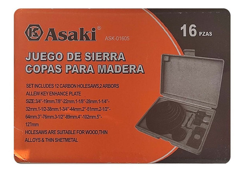 Broca Sierra Copa Madera 16 Pieza Juego Perforacion 19-127mm