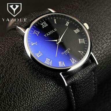 Relogio Yazole Social, Pulseira De Couro, Moda Masculino