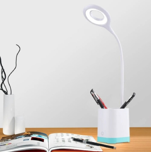Luminária Led Flexível Mesa Porta Caneta Recarregável Usb