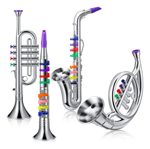 Set De 4 Instrumentos Musicales Clarinete De Juguete, Saxofo