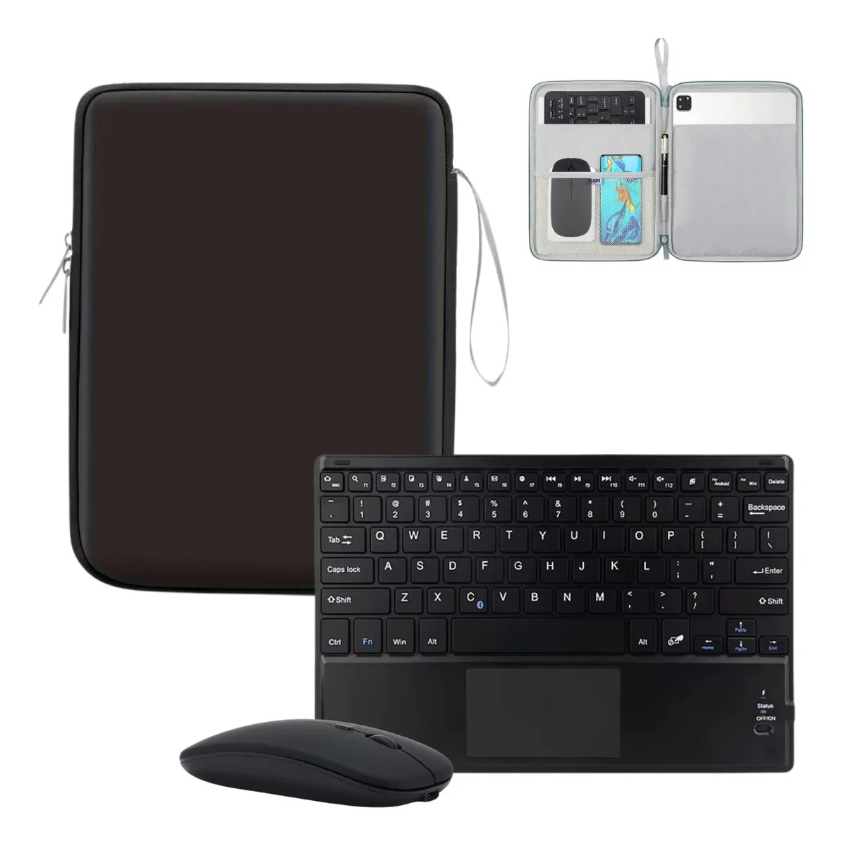 Case Bolsa + Mouse +teclado Touchpad Para Lenovo P12 Tb371fc Teclado Preto