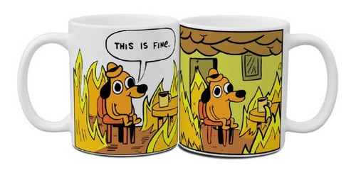 Taza De Ceramica Meme This Is Fine