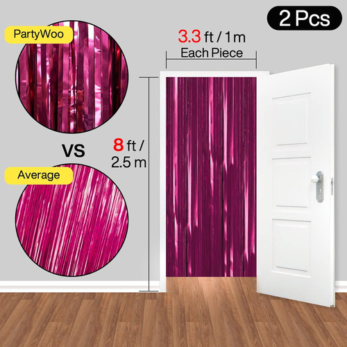 Partywoo Cortinas De Flecos De Papel De Aluminio, 2 Piezas D