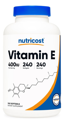 Vitamina E 400iu Con 240 Capsulas Suaves Para 8 Meses Sabor Sin Sabor