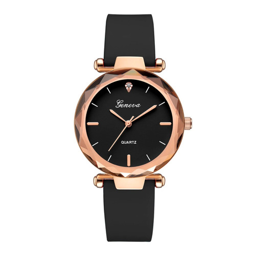 Relógio Feminino Rosé Silicone Quartz Geneva Barato Promoção