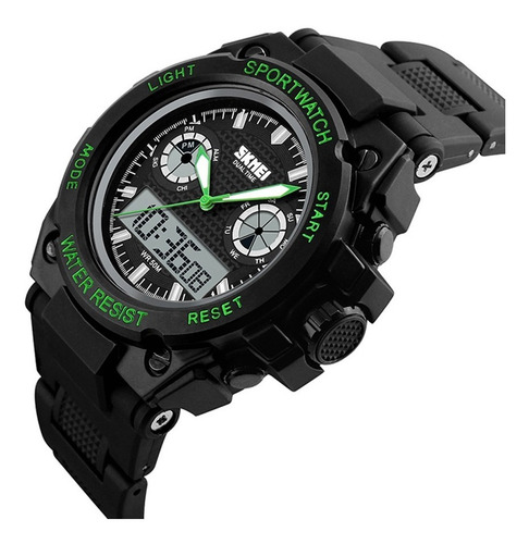 Relógio Masculino Skmei Anadigi 1217 - Preto E Verde