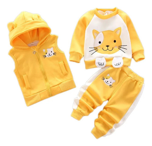 Conjunto De Ropa Invierno Niños,chaleco Oso Dibujos Animados