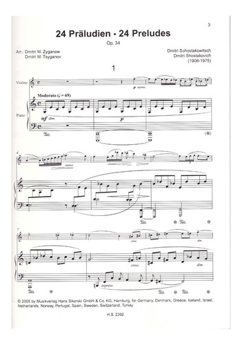 D. Shostakovich: 24 Preludes Op.34 Violin And Piano.