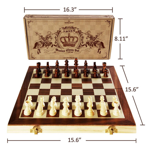Juego De Ajedrez Magnético De Madera 38 Cm Con Bolsa