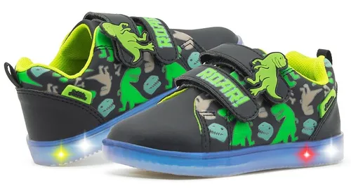 Tenis Niño Bubble Dinosaurio Con Luces