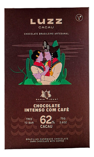 Chocolate Intenso 62% Cacau Com Café Especial 75g