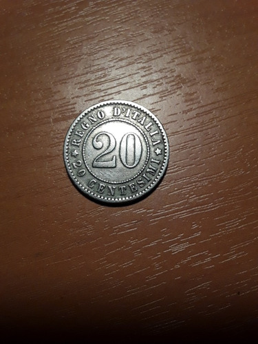 Moneda Reino D'italia20 Centesimi 1894. Cuproniquel. (Usado)