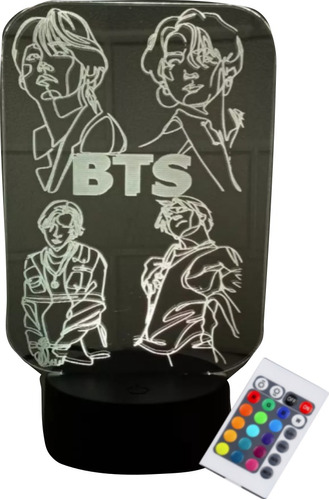 Lampara Led 3d Ilusion Bts Integrantes Rock Kpop K-pop