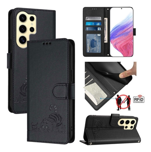 Funda For Teléfono Samsung Con Estampado En Relieve De Gato
