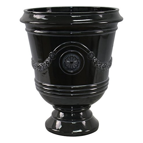 Macetero Urn Porter De 15 Pulgadas De Diámetro, Negro