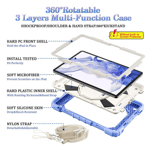 Capa De Silicone E Pc Para Samsung Galaxy Tab S8/ta Tablet