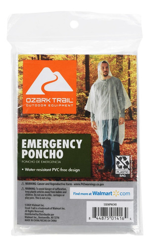 Impermeable Portatil Para Emergencias Ozark Trail Transparen