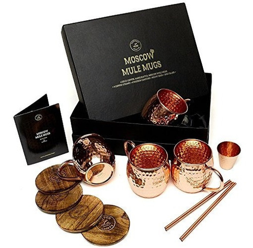 Set De Regalo De Tazas Moscow Mule, 4 Tazas De Cobre