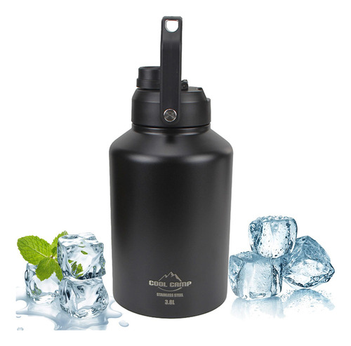 Botella De Agua Aislada De Un Galón, Jarra De Negro 3.8l