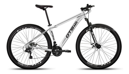 Bicicleta Aro 29 Gts Pro M5 Techs 24v À Disco Hidráulico Cor Branco Tamanho Do Quadro 17
