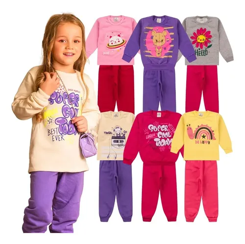 Kit 6 Peças Moletom Menina Infantil Inverno Atacado Barato