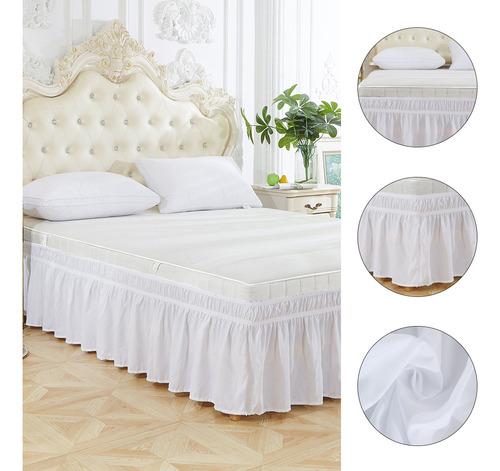 Faldón De Cama Doble De 39 X 75+15 Pulgadas, Elástico De Pol