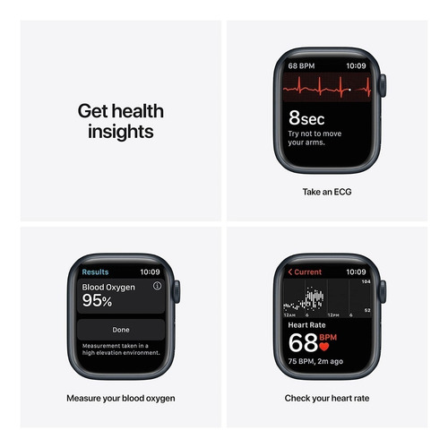 Imagen 4 de 6 de Apple Watch Series 7 (GPS, 41mm) - Caja de aluminio color azul medianoche - Correa deportiva azul medianoche