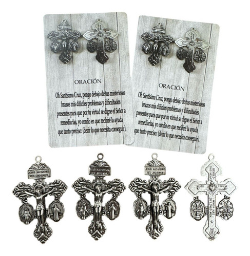 5 Dije Crucifijo Católico Cruz Del Perdón 5cm Plateado