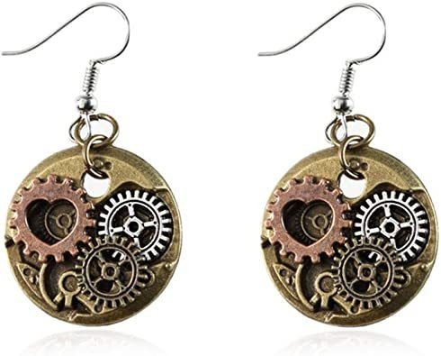 Steampunk Gears - Pendientes Colgantes Vintage De Vapor