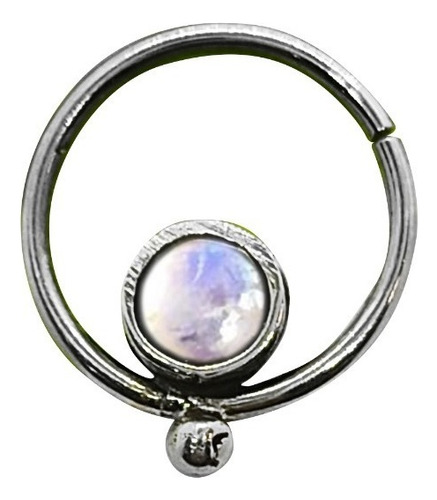 Septum Aro, Imala Joyeras, Plata 0.925 Y Granate. Color Piedra De Luna