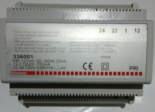 Alimentador Intercomunicador Bticino 336001. Original (Usado)