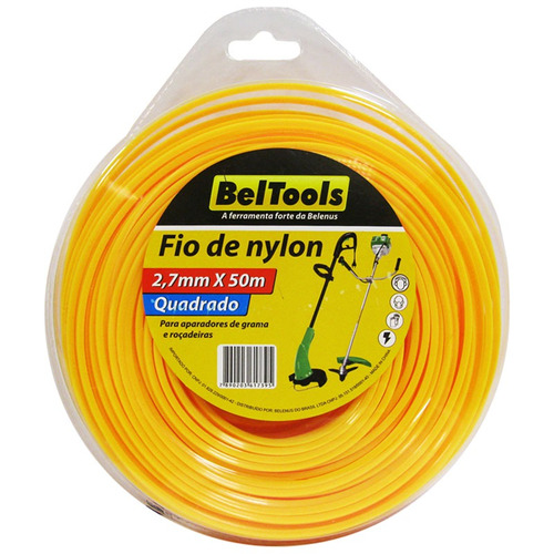 Fio De Nylon Quadrado Roçadeira 2,7mm X50m Beltools