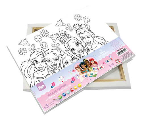 Tela De Pintura Princesas Dac - Kit Com Guache E Pincel