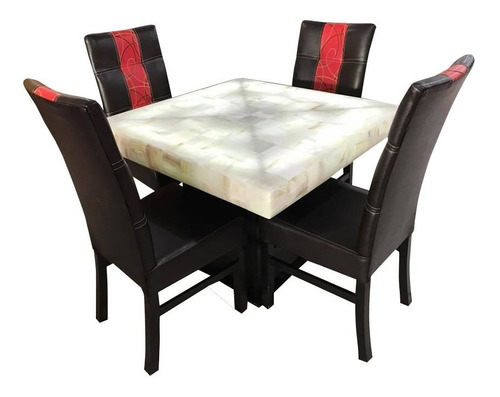 Comedor 4 Sillas Moderno Piedra Onix Minimalista