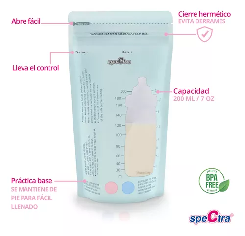 Kit de Bolsas de Almacenamiento de Leche Materna con Conector – Spectra MX