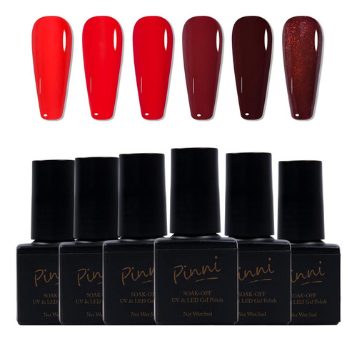 Esmalte De Uñas De Gel Rojo Burdeos De 6 Colores Para Decora