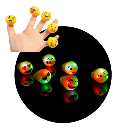 Anillos Emojis Led Luminosos Emoticon Silicona X 10 Emoji