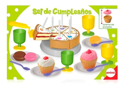 Imagen 1 de 3 de Set Cumpleaños Con Torta Y Accesorios Encastre Antex 1163