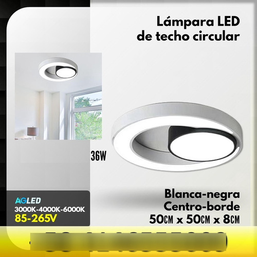 Lampara Led Plafon 36w 6000k Plata Doble