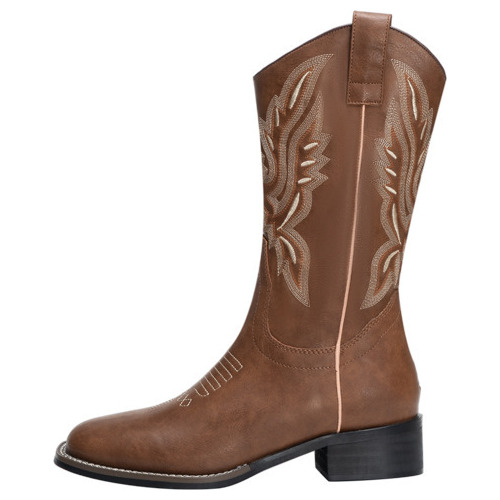 Botas Vaqueras Para Mujer, Cómodas, , Puntera Puntiaguda,