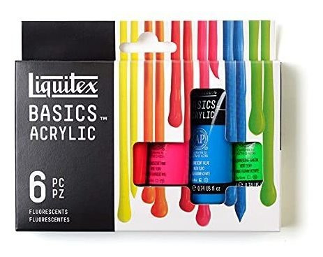 Liquitex Basics 6 Tube Acrylic Paint Set, 22ml, Fluorescent