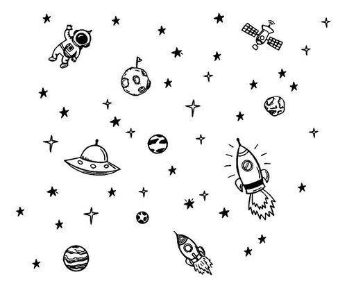 Stickers Planetas Cohetes Astronauta Habitación Infantil L