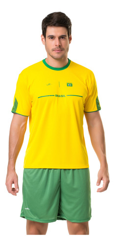 Camiseta Elite Brasil Plus Size - Amarelo E Verde