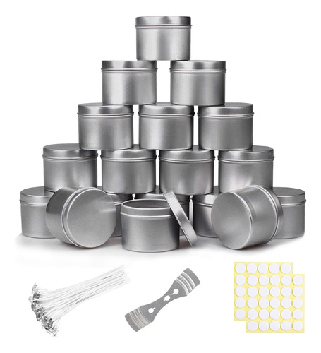 24pzs Latas Redondas De Aluminio Para Velas 4oz 