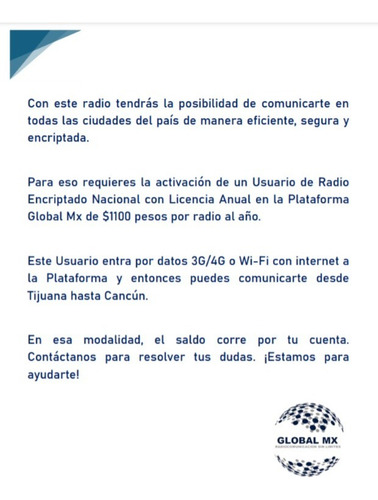 Radio Global Digital Armor 16 Global Mx Alta Encriptación