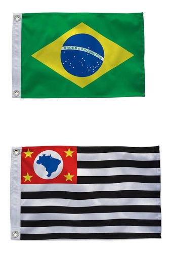 Kit Bandeira São Paulo + Bandeira Do Brasil (90x150cm)