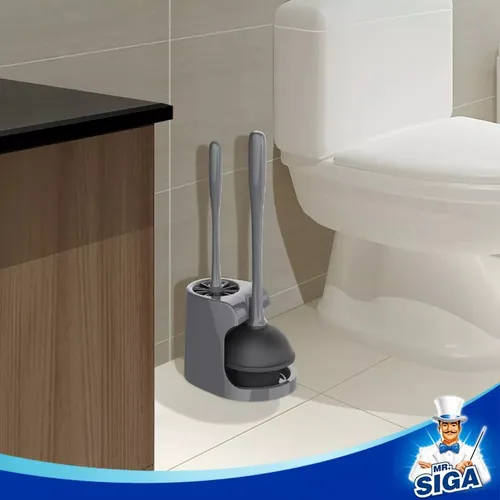 Q Destapador De Inodoro Y Cepillo Para Limpieza Baño Mr.siga