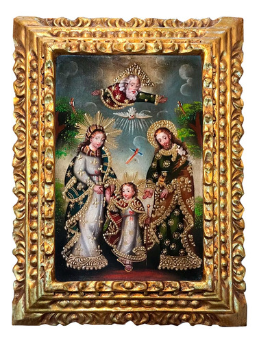 Quadro Pintura Óleo Sobre Tela - Sagrada Família 30x40 Cm